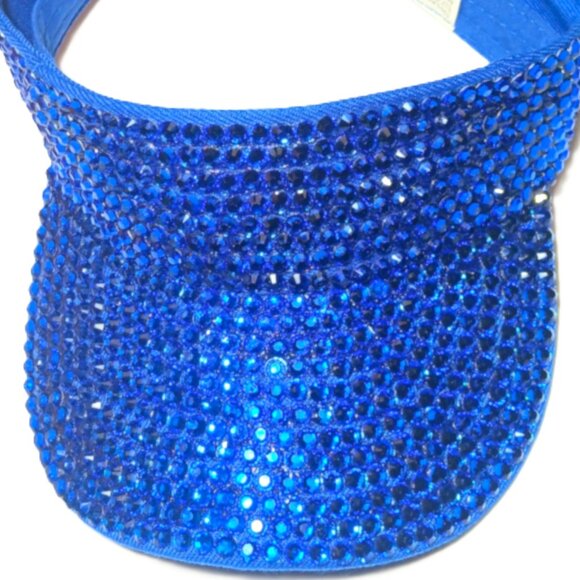 Rhinestone Gems Accessories - SAPPHIRE RICH NAVY BLUE RHINESTONE SUN VISOR